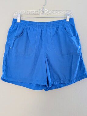 Vintage Columbia Womens Elastic Waist Shorts with Pockets Size Small Blue